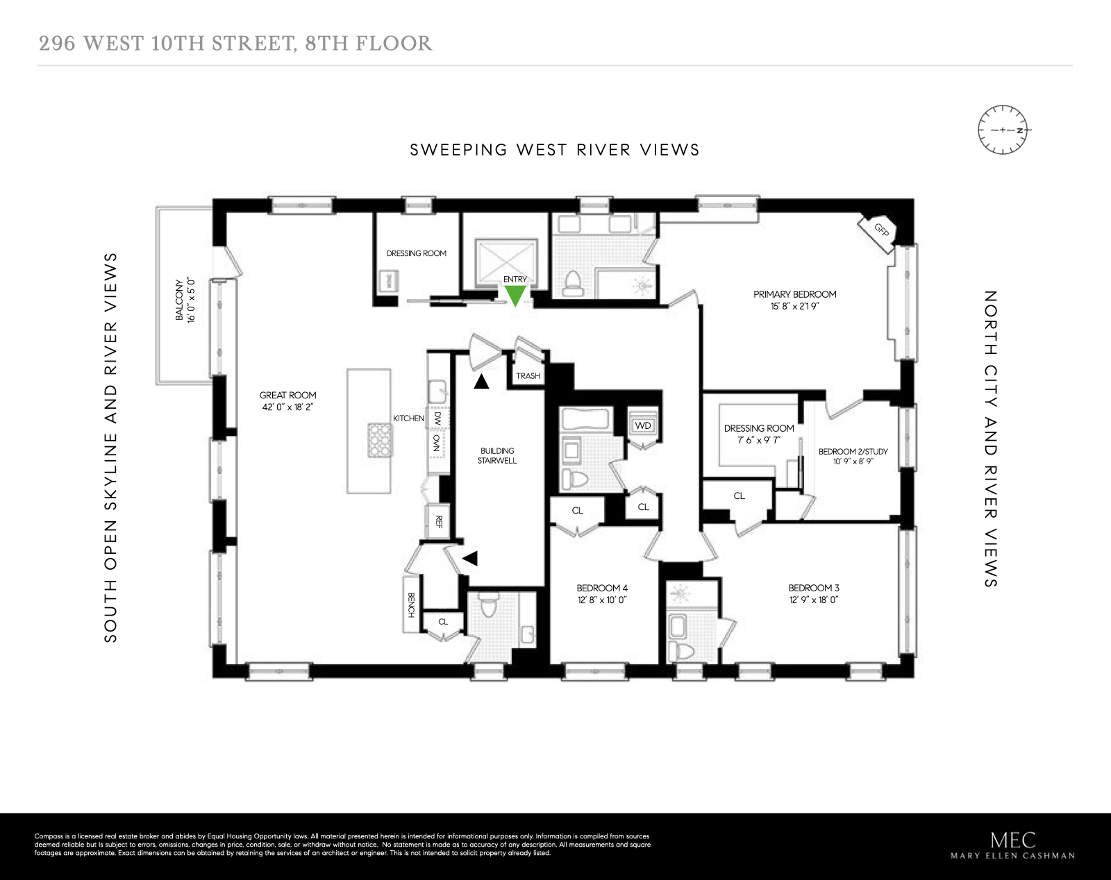 296 West 10th Street, Unit 8S Manhattan, NY 10014 - Photo 12 of 12 a picture of a floor plan