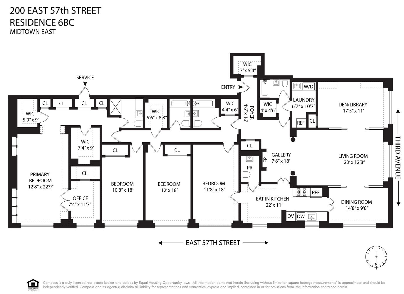 $3,140,000 | 200 East 57th Street, Unit 6BC | Midtown East