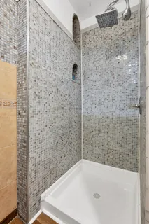 a bathroom with a bathtub