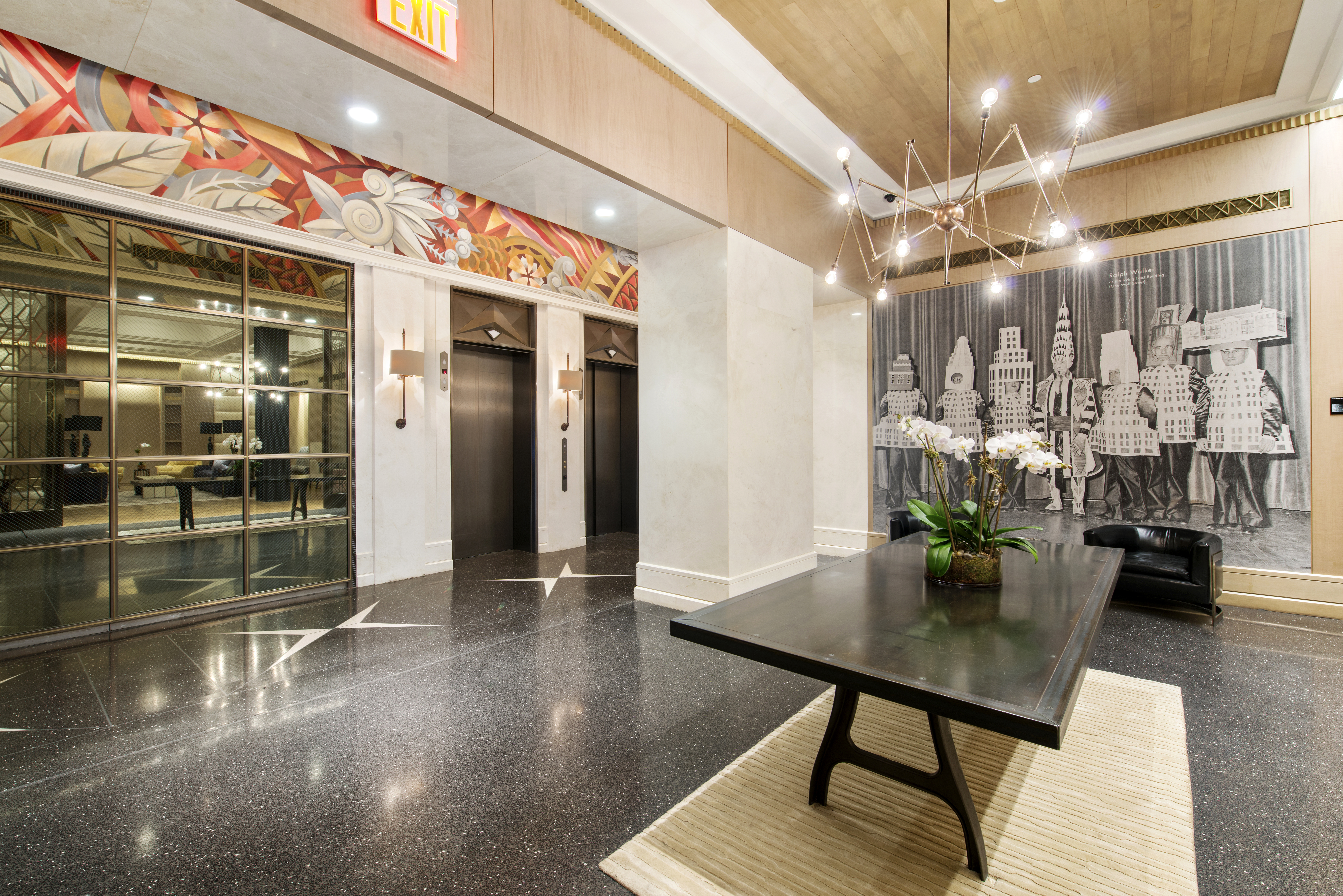 212 West 18th Street, Unit 19C Manhattan, NY 10011 - Photo 22 of 27 a lobby with furniture and floor to ceiling window