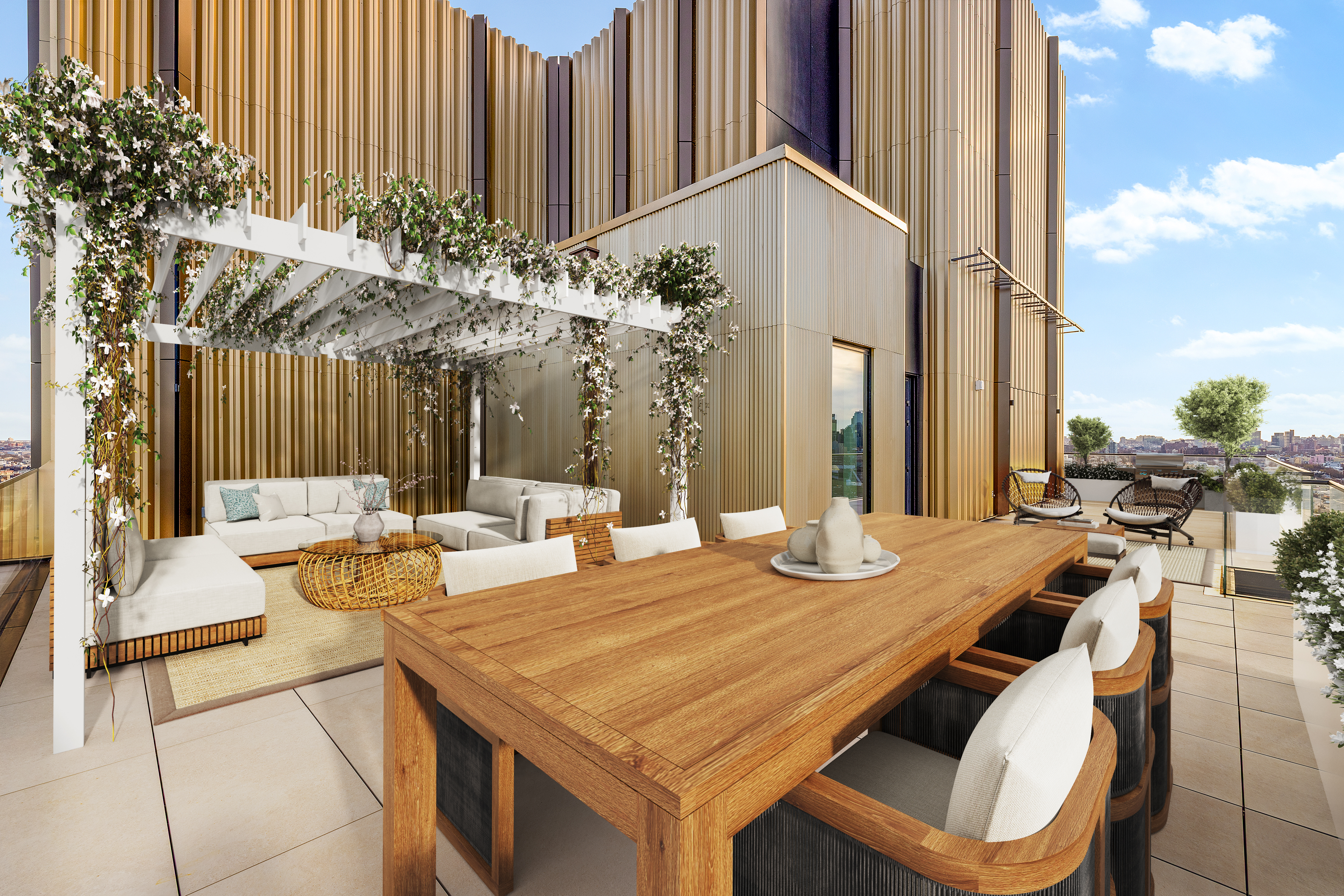 480 Kent Avenue, Unit PHA Brooklyn, NY 11249 - Photo 4 of 23 a view of an outside dining space with furniture