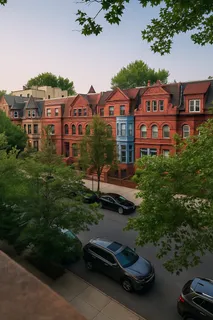 a aerial view of a house with a garden and balcony
