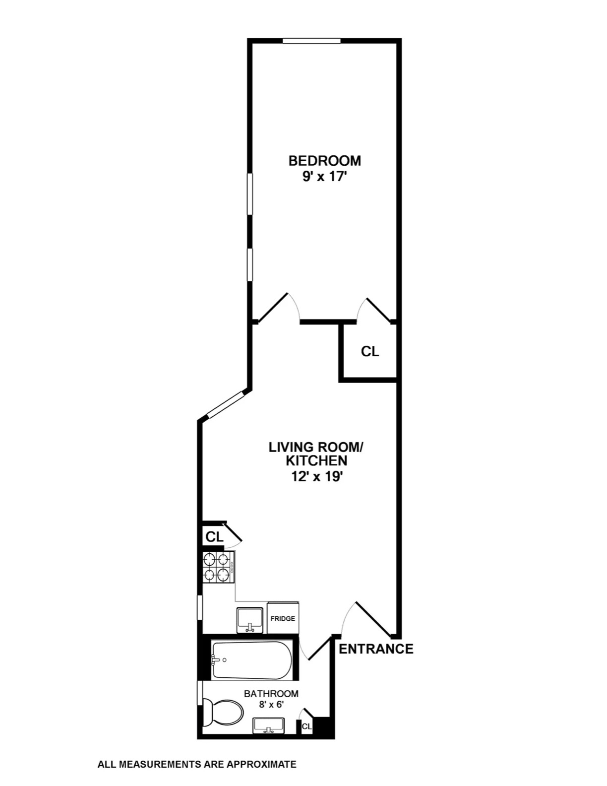 406 West 47th Street, Unit 2D Manhattan, NY 10036 - Photo 7 of 7 a picture of a floor plan