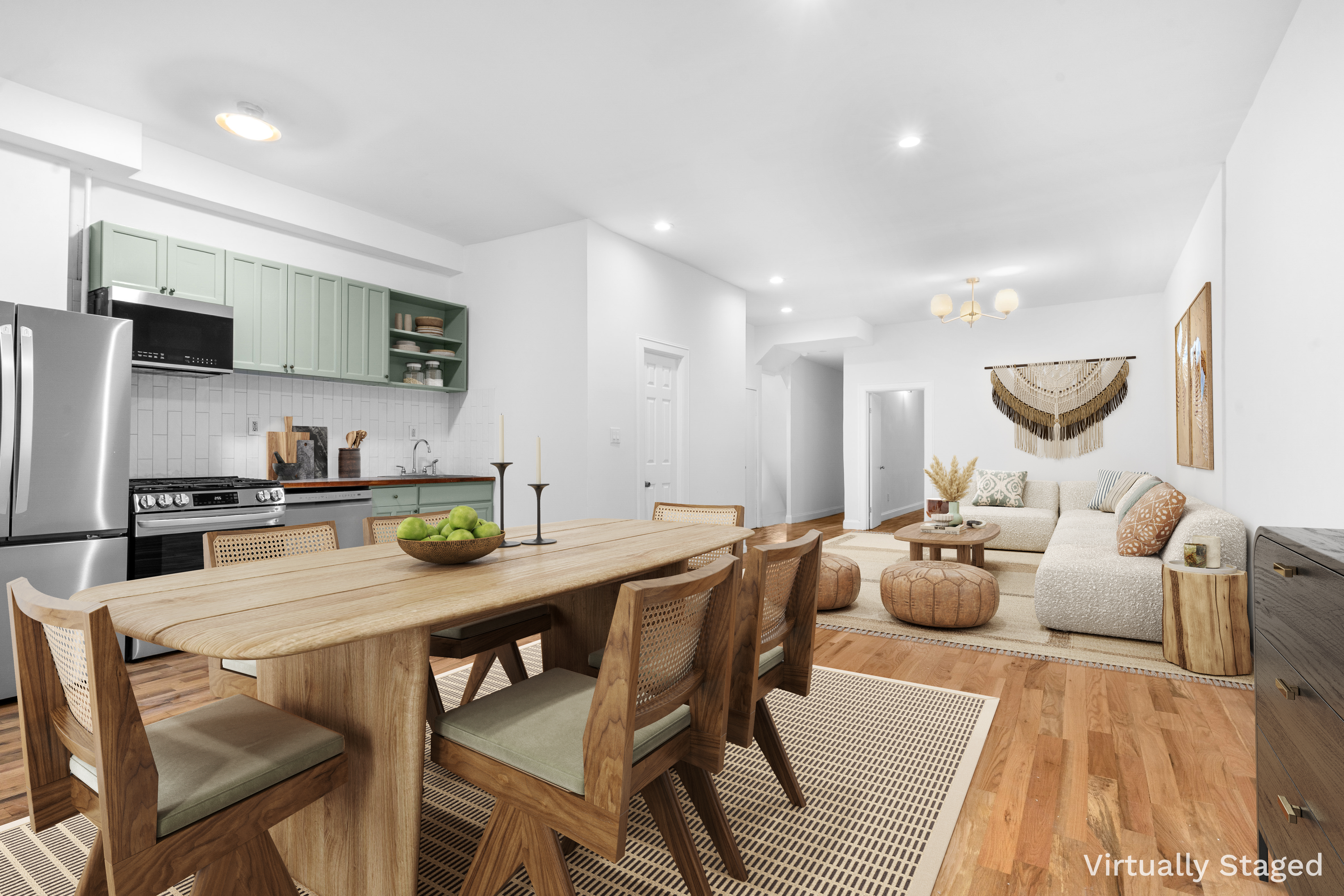 339 East 29th Street Brooklyn, NY 11226 - Photo 3 of 21 a dining room with furniture and a kitchen view
