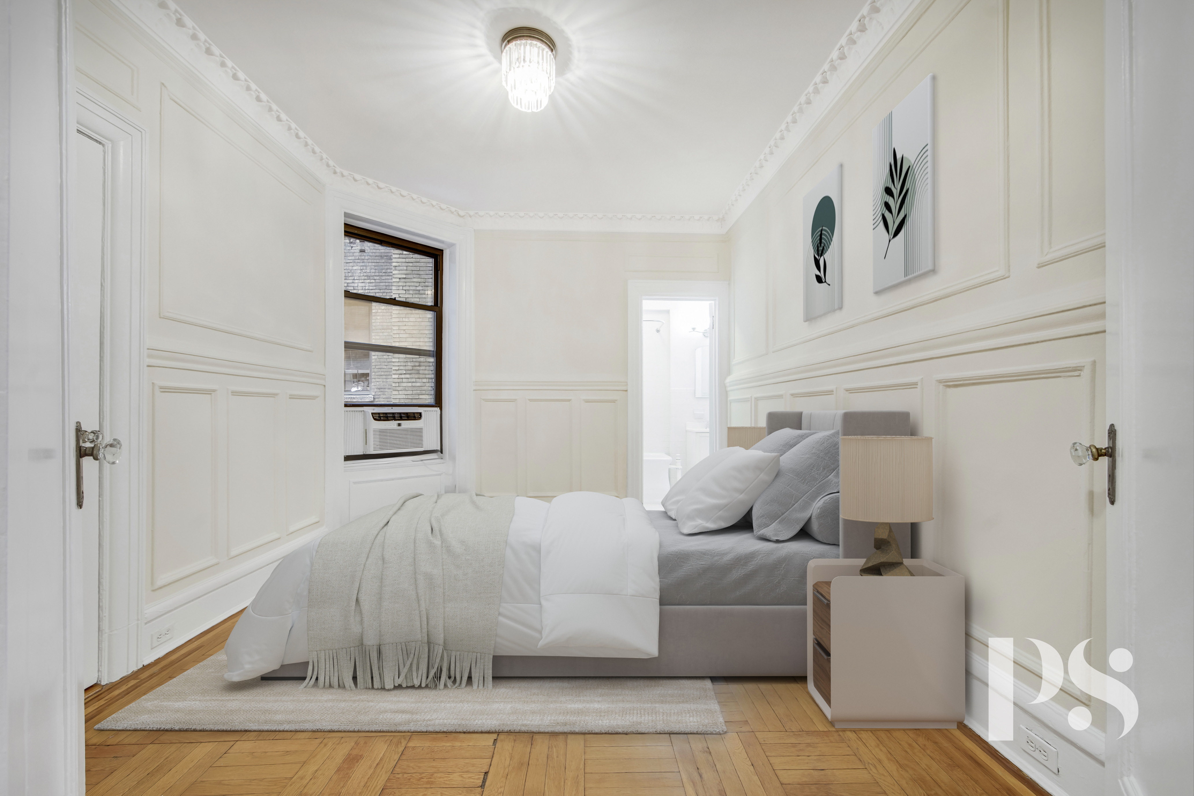 200 West 54th Street, Unit 6J Manhattan, NY 10019 - Photo 10 of 12 a living room with furniture and a baby crib