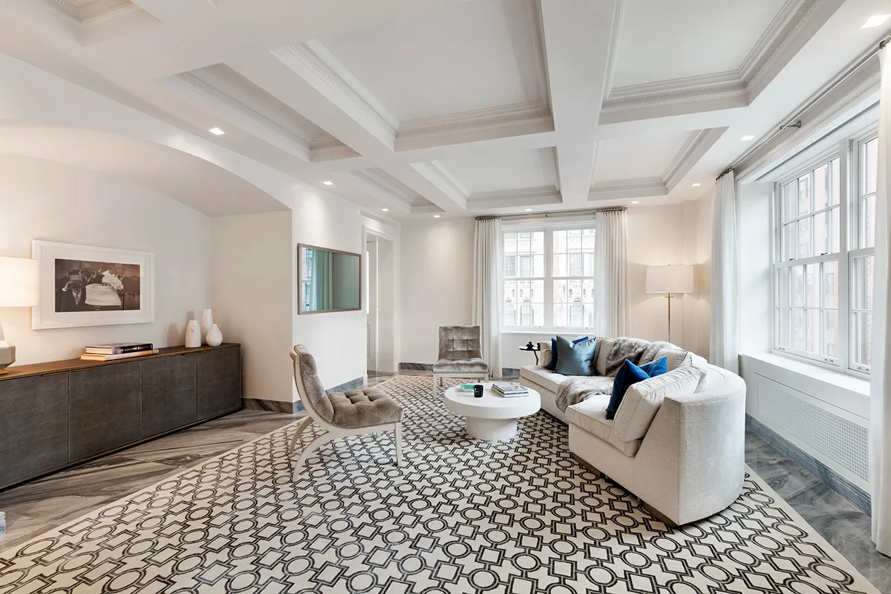 a living room with furniture and a couch