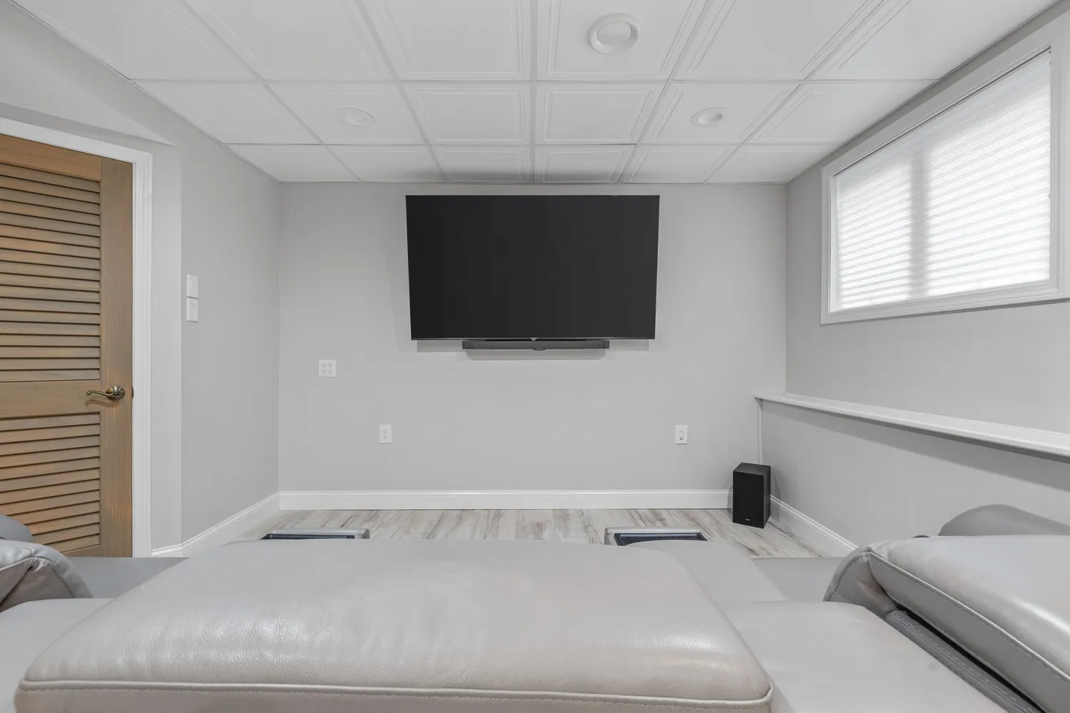 a view of balcony with furniture