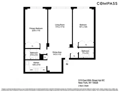 $899,000 | 515 East 85th Street, Unit 8C | Upper East Side