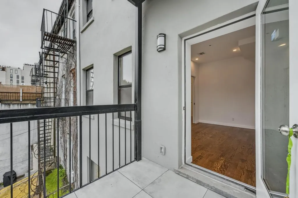 a view of a balcony from door