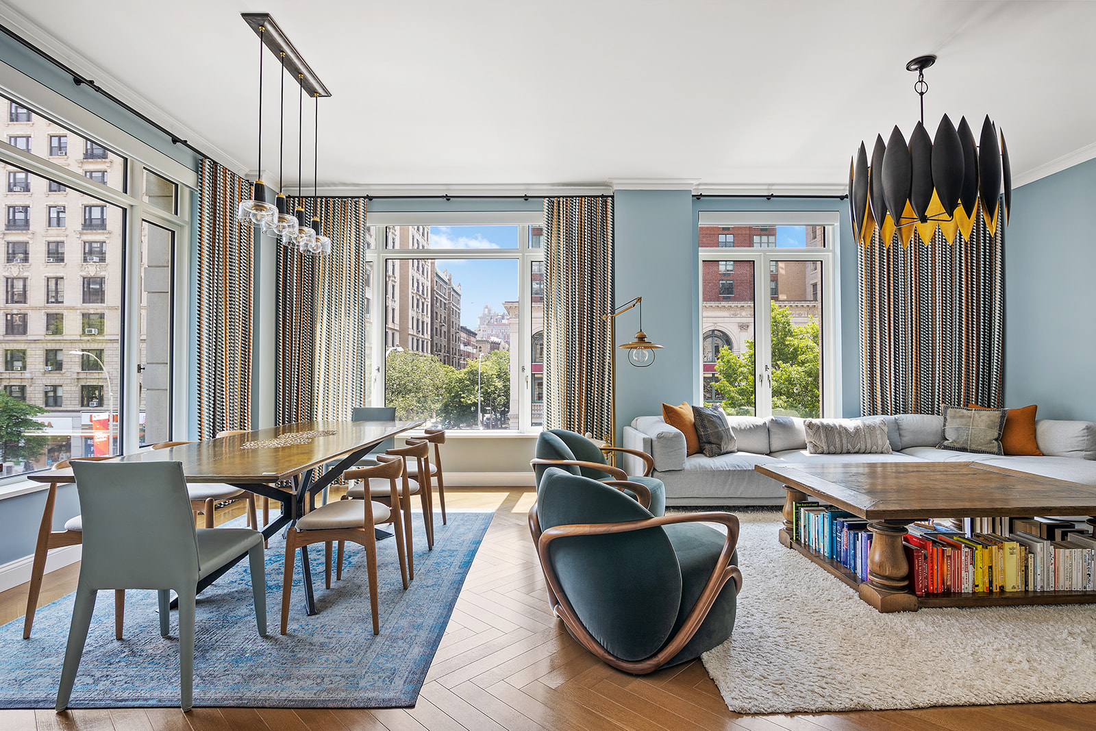 250 West 81st Street, Unit 4A Manhattan, NY 10024 - Photo 2 of 26 a dining room with furniture a chandelier and wooden floor