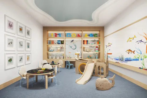 a living room with furniture