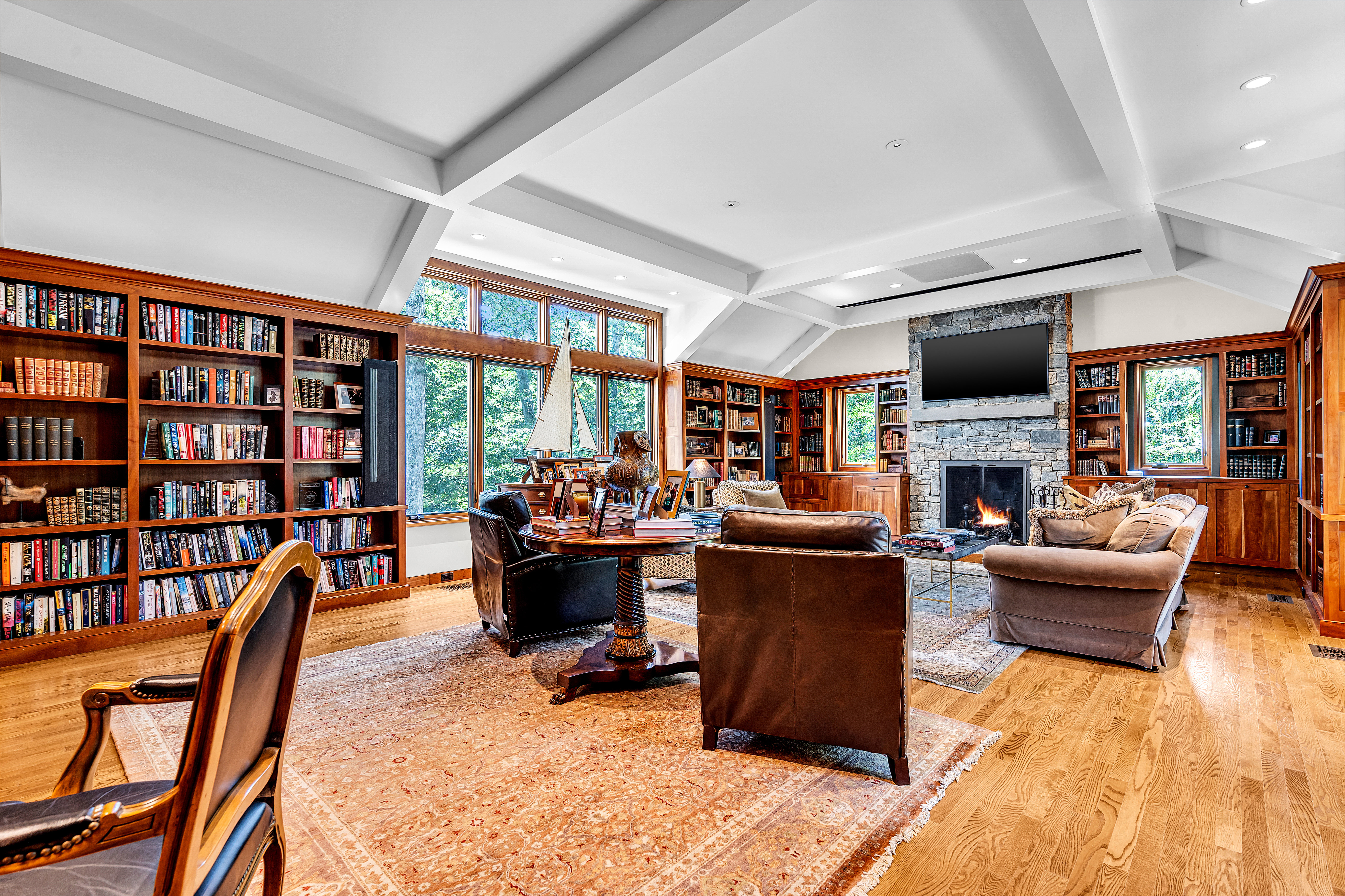 176 Rolling Hill Road Skillman, NJ 08558 - Photo 6 of 49 a living room with fireplace furniture and a flat screen tv