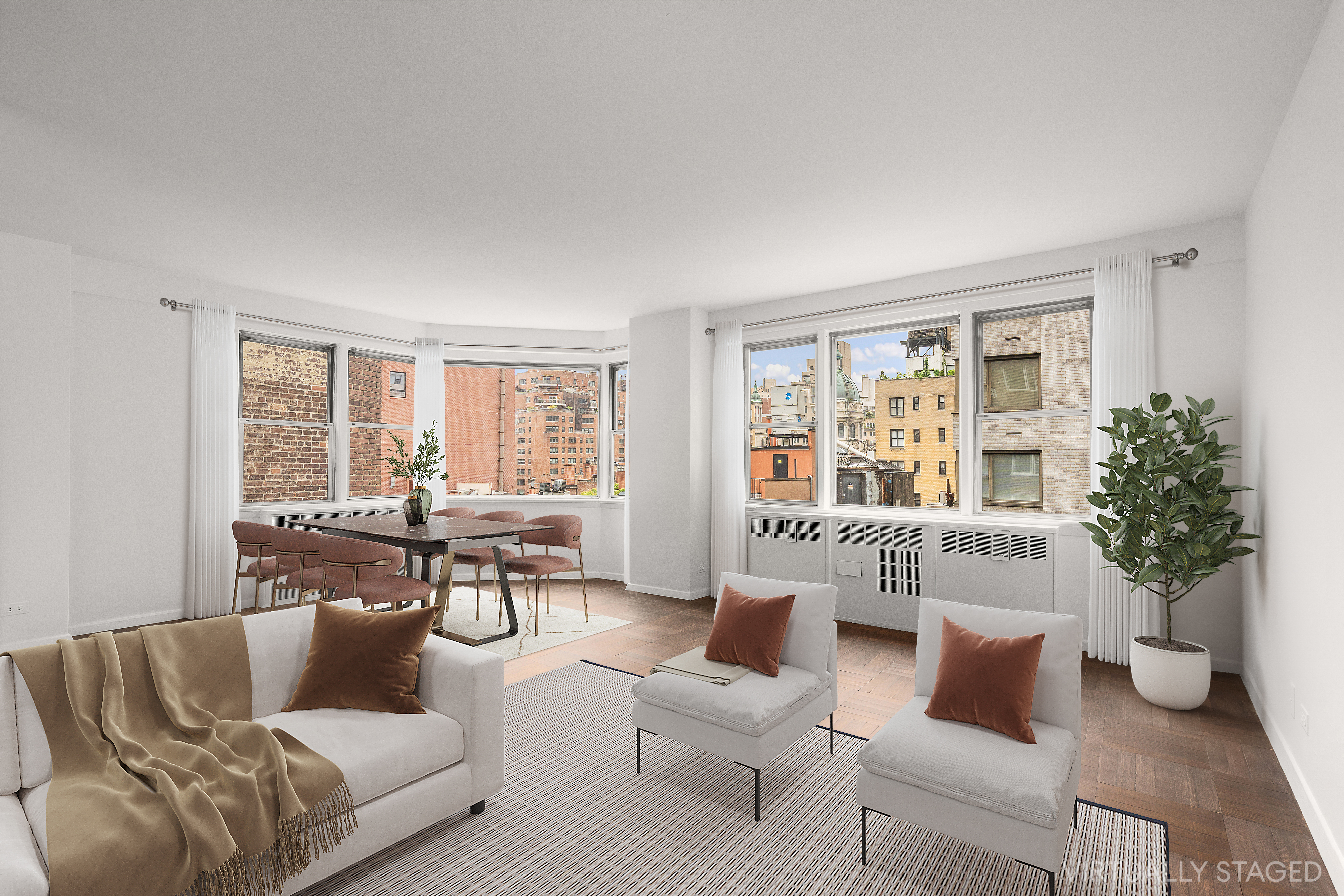 174 East 74th Street, Unit 8C Manhattan, NY 10021 - Photo 2 of 5 a living room with furniture and a large window