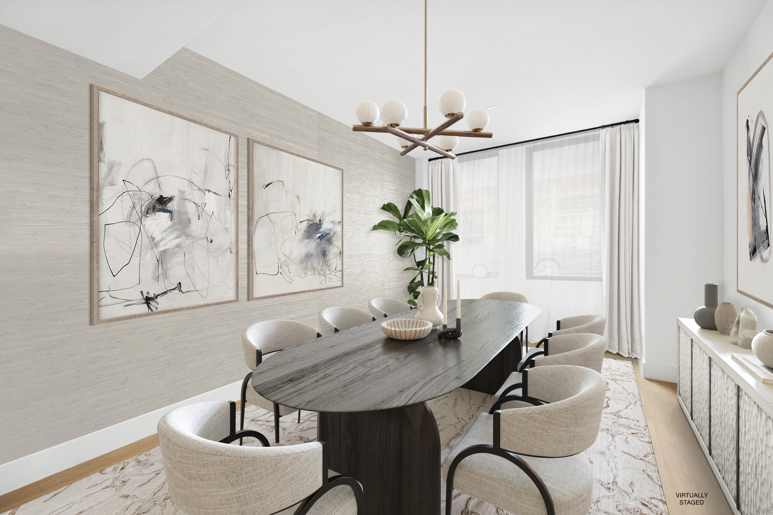 142 West 19th Street, Unit TH Manhattan, NY 10011 - Photo 3 of 10 a view of a dining room with furniture window and wooden floor