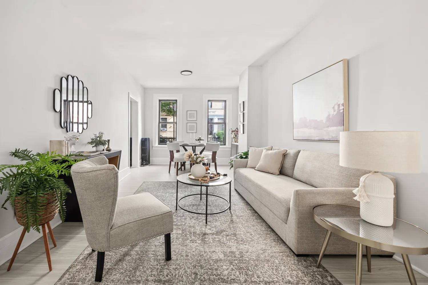 a living room with furniture and a window