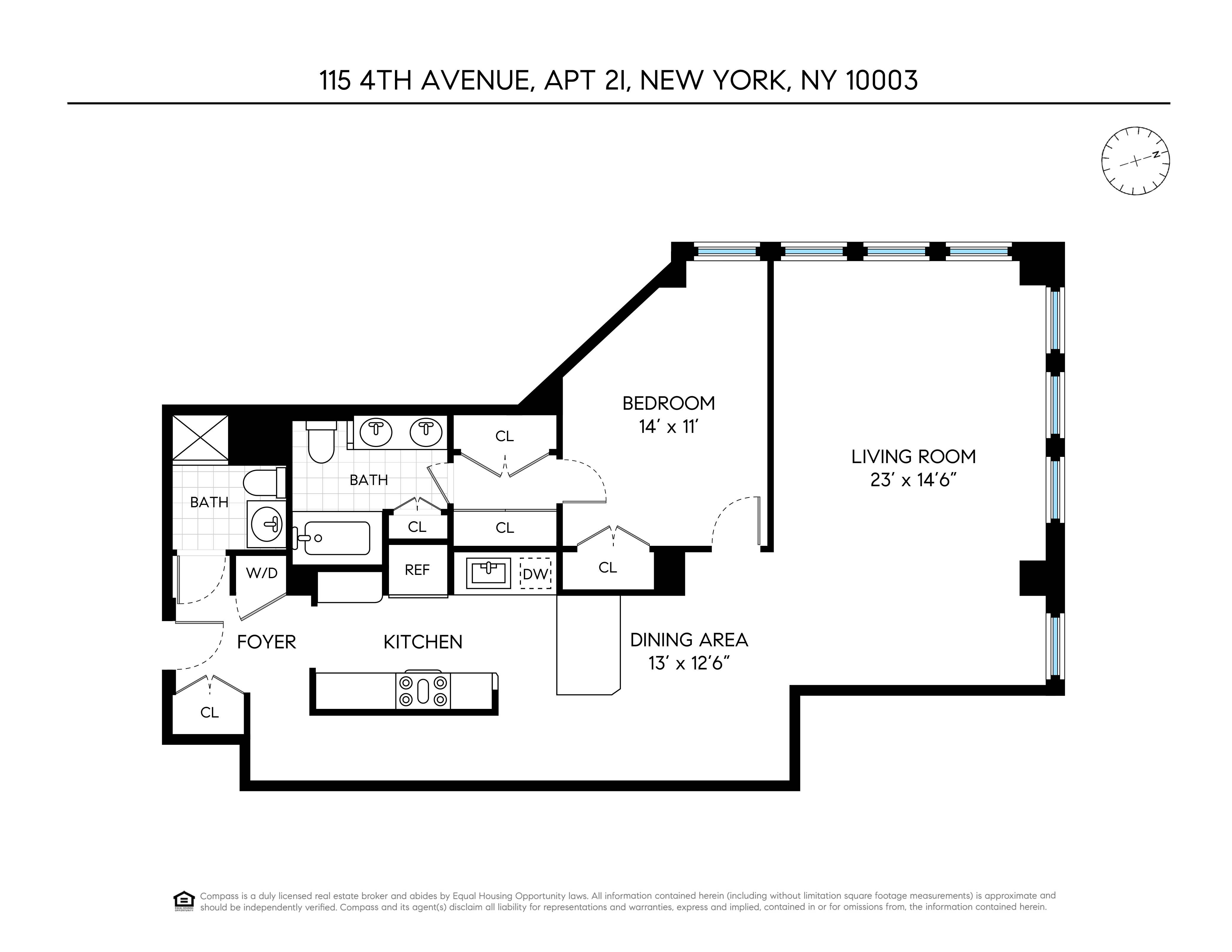 115 4th Avenue, Unit 2I Manhattan, NY 10003 - Photo 11 of 12 a picture of a bench in a white wall