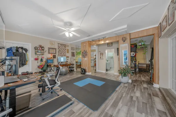 a view of an outdoor sitting area with furniture