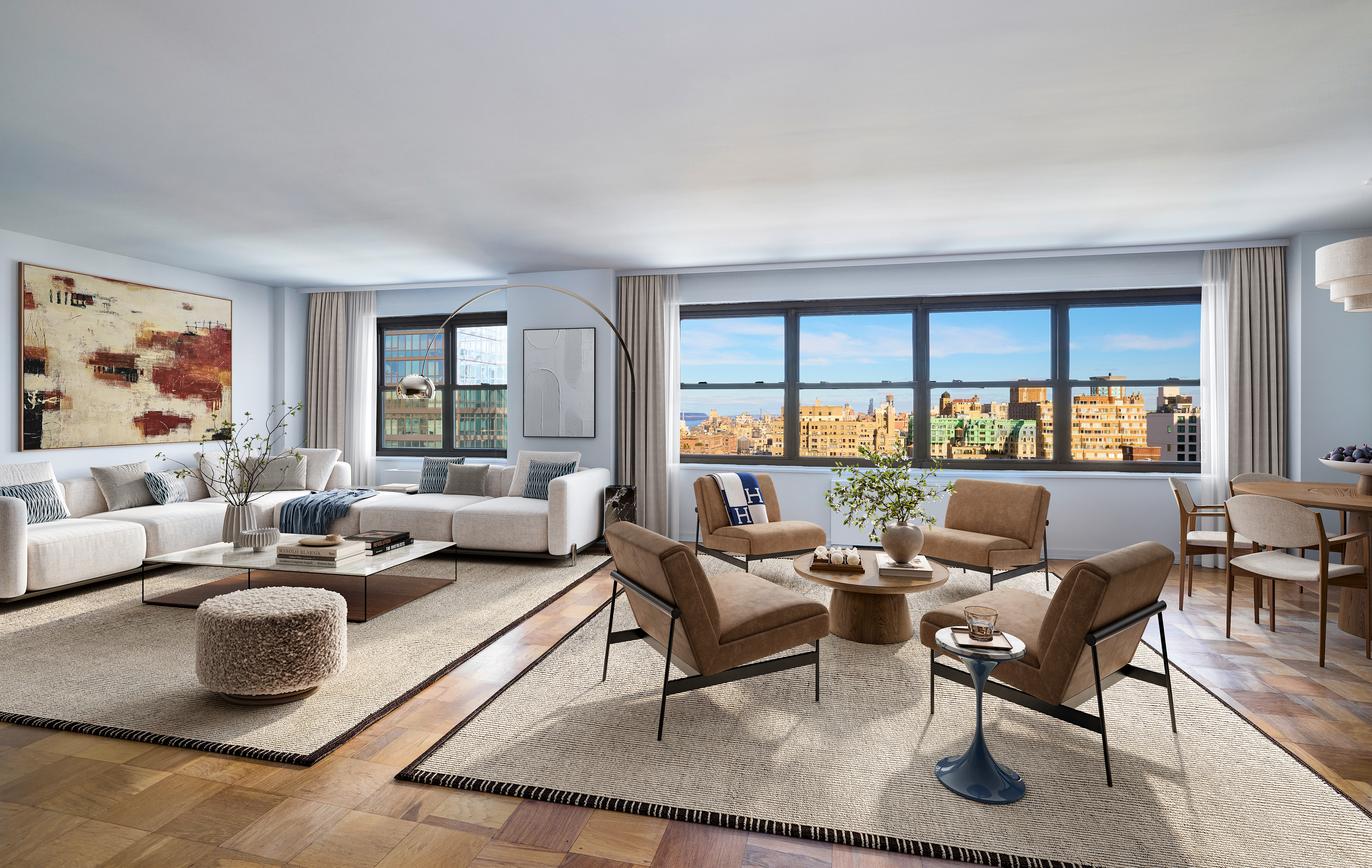 180 West End Avenue, Unit 27A Manhattan, NY 10023 - Photo 3 of 18 a living room with furniture and a large window