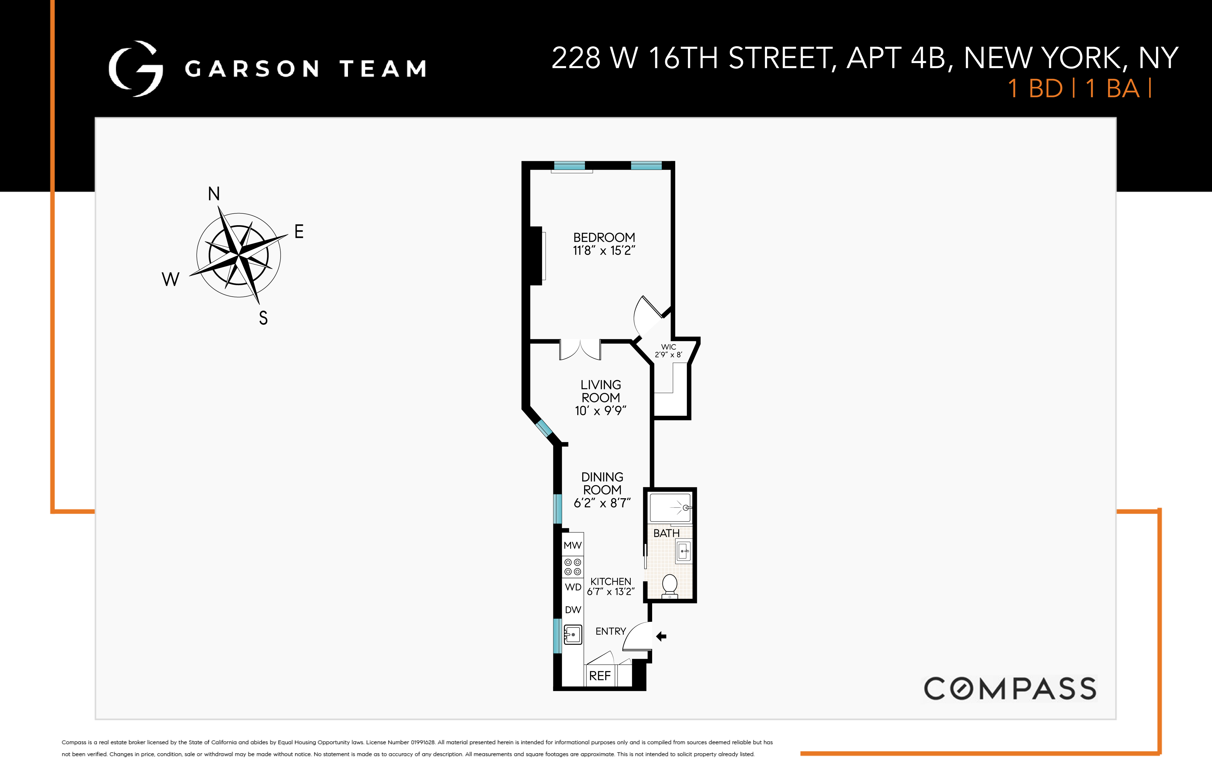 228 West 16th Street, Unit 4B Manhattan, NY 10011 - Photo 9 of 9 a picture of a floor plan