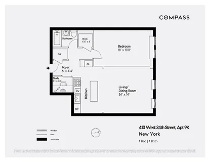 $995,000 | 410 West 24th Street, Unit 9K | Chelsea