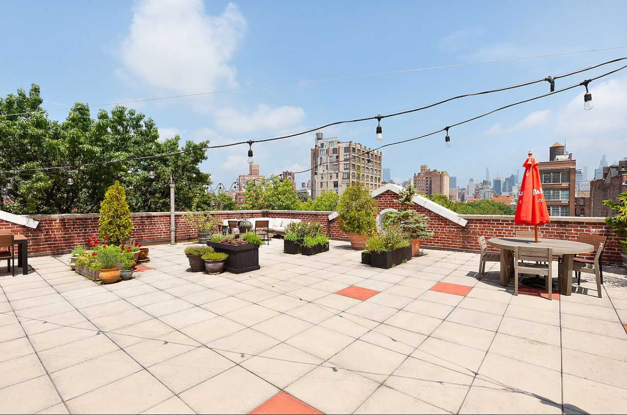 25 Minetta Lane, Unit 6G Manhattan, NY 10012 - Photo 7 of 13 a view of roof deck with dining table and chairs