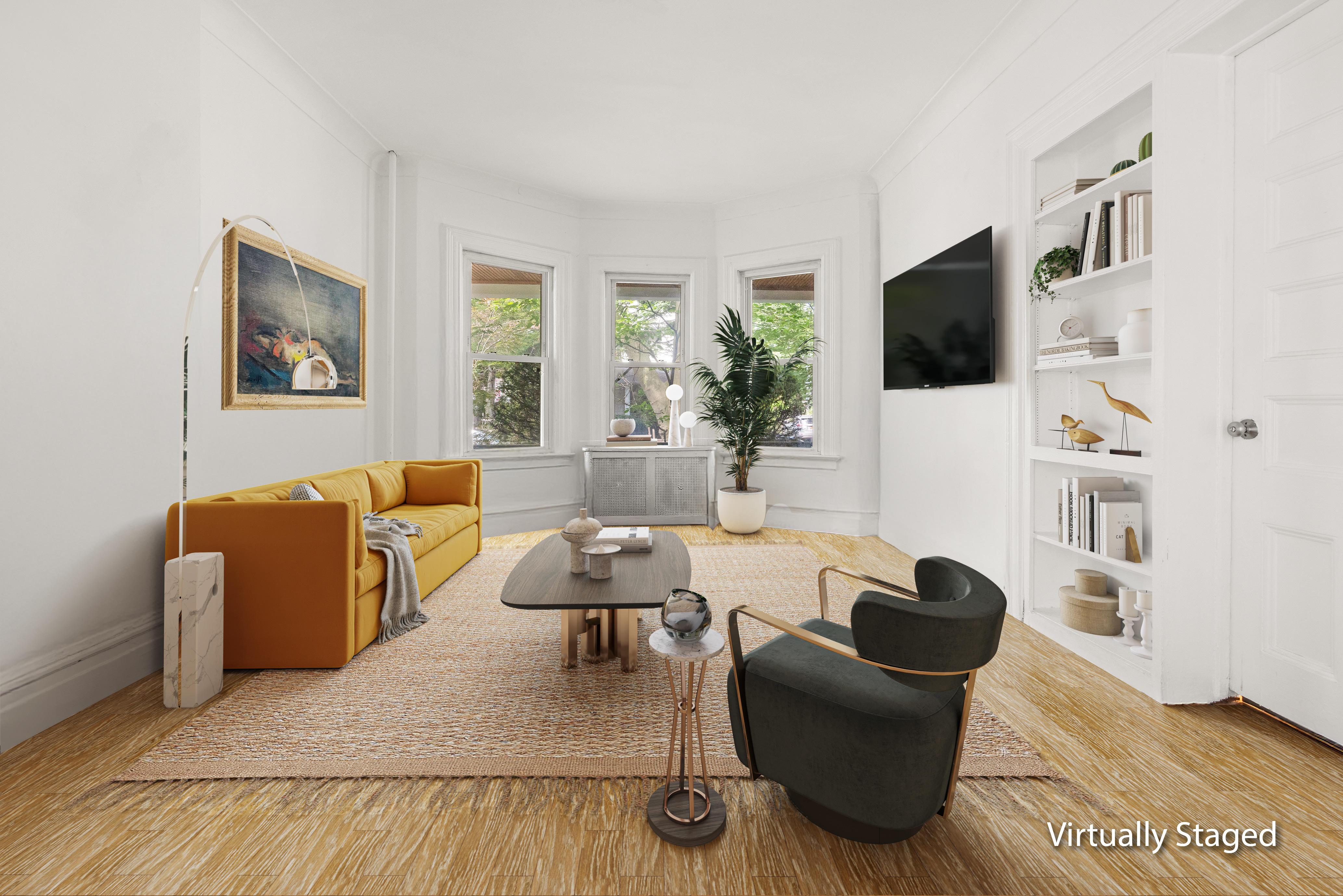 a living room with furniture and a flat screen tv