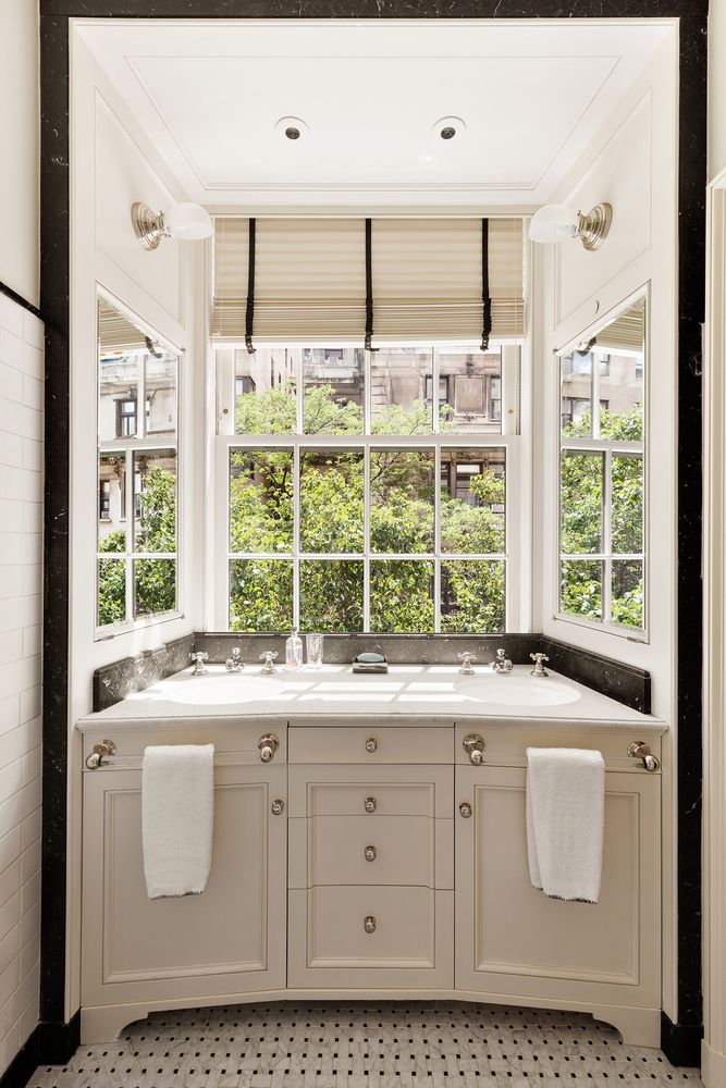 a view of a kitchen with a window