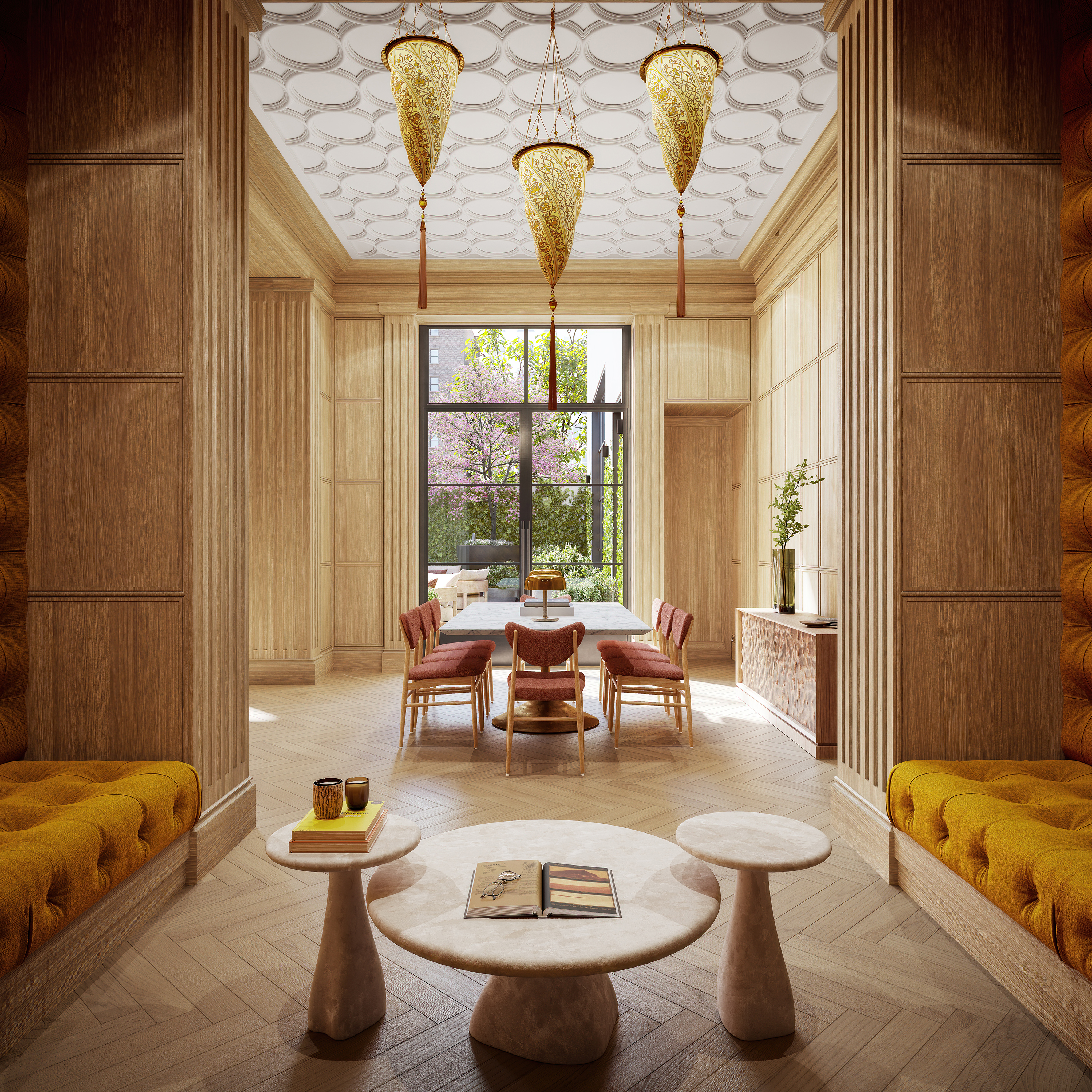 200 East 75th Street, Unit 4B Manhattan, NY 10021 - Photo 12 of 24 a living room with furniture and a chandelier