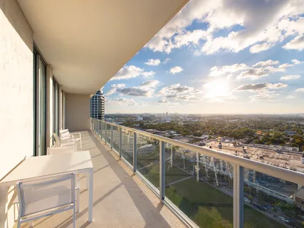 a view of balcony with city view