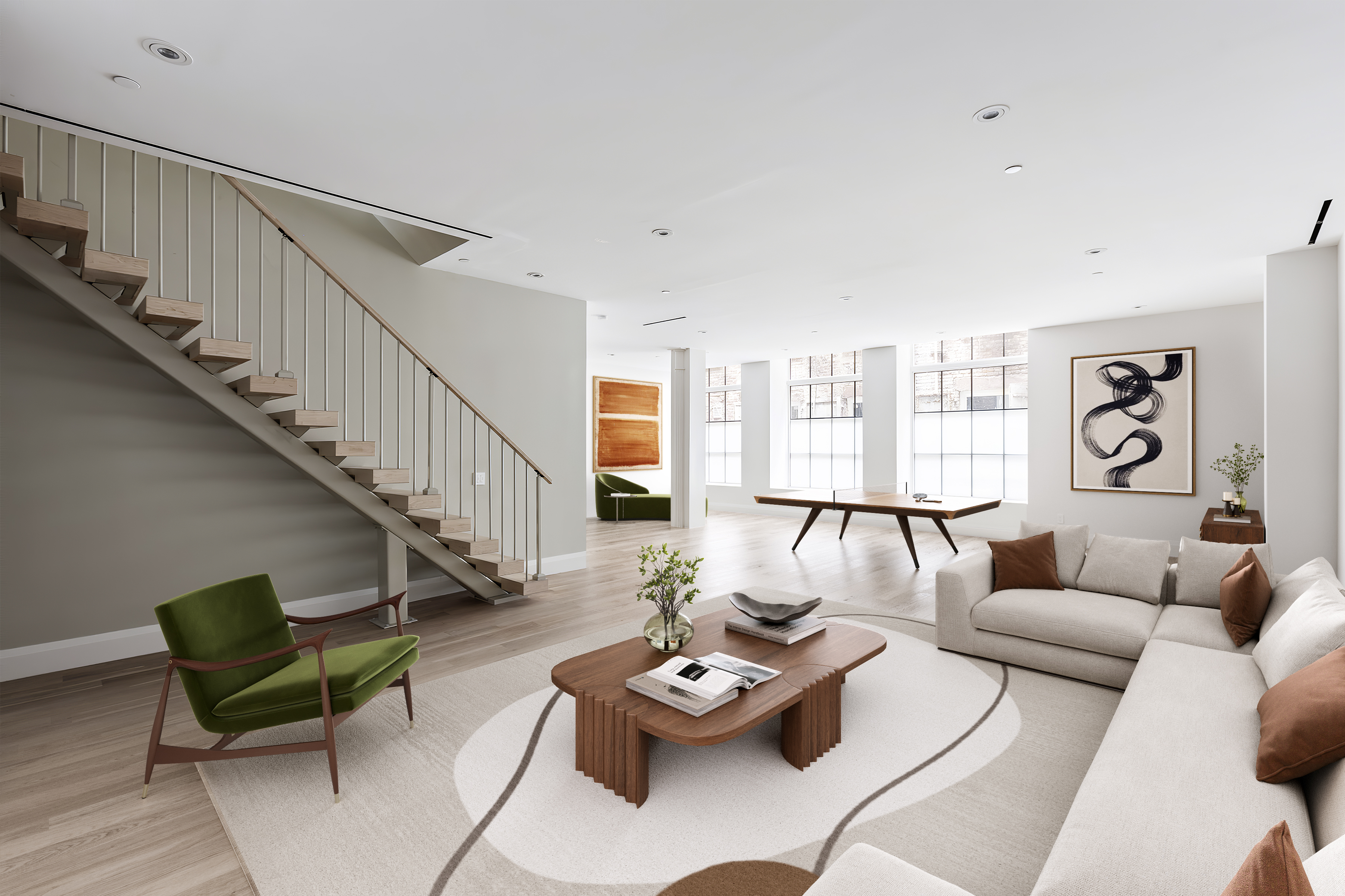 66 Reade Street, Unit TH Manhattan, NY 10007 - Photo 12 of 18 a living room with furniture and wooden floor