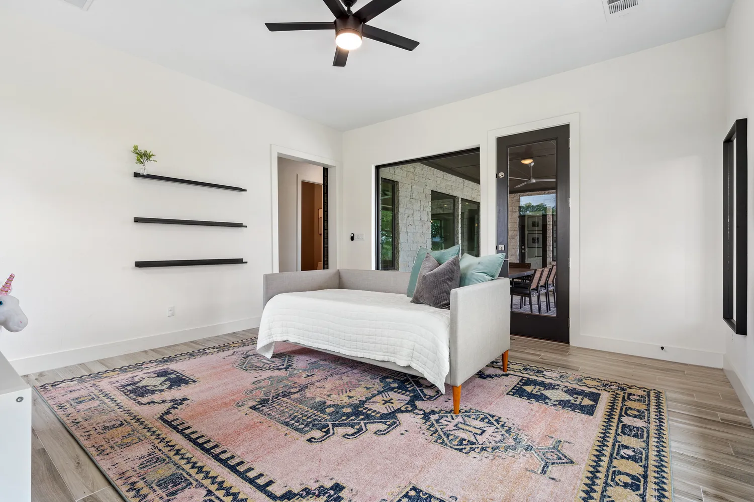 a backyard of a house with lots of green space