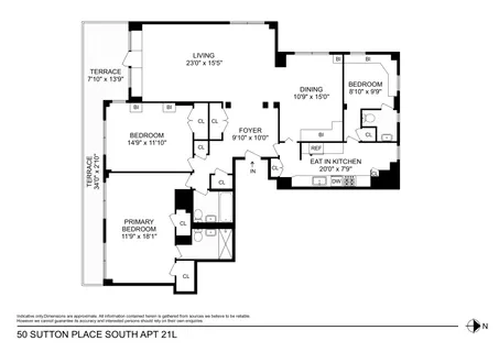 $1,495,000 | 50 Sutton Place South, Unit 21L | Sutton Place