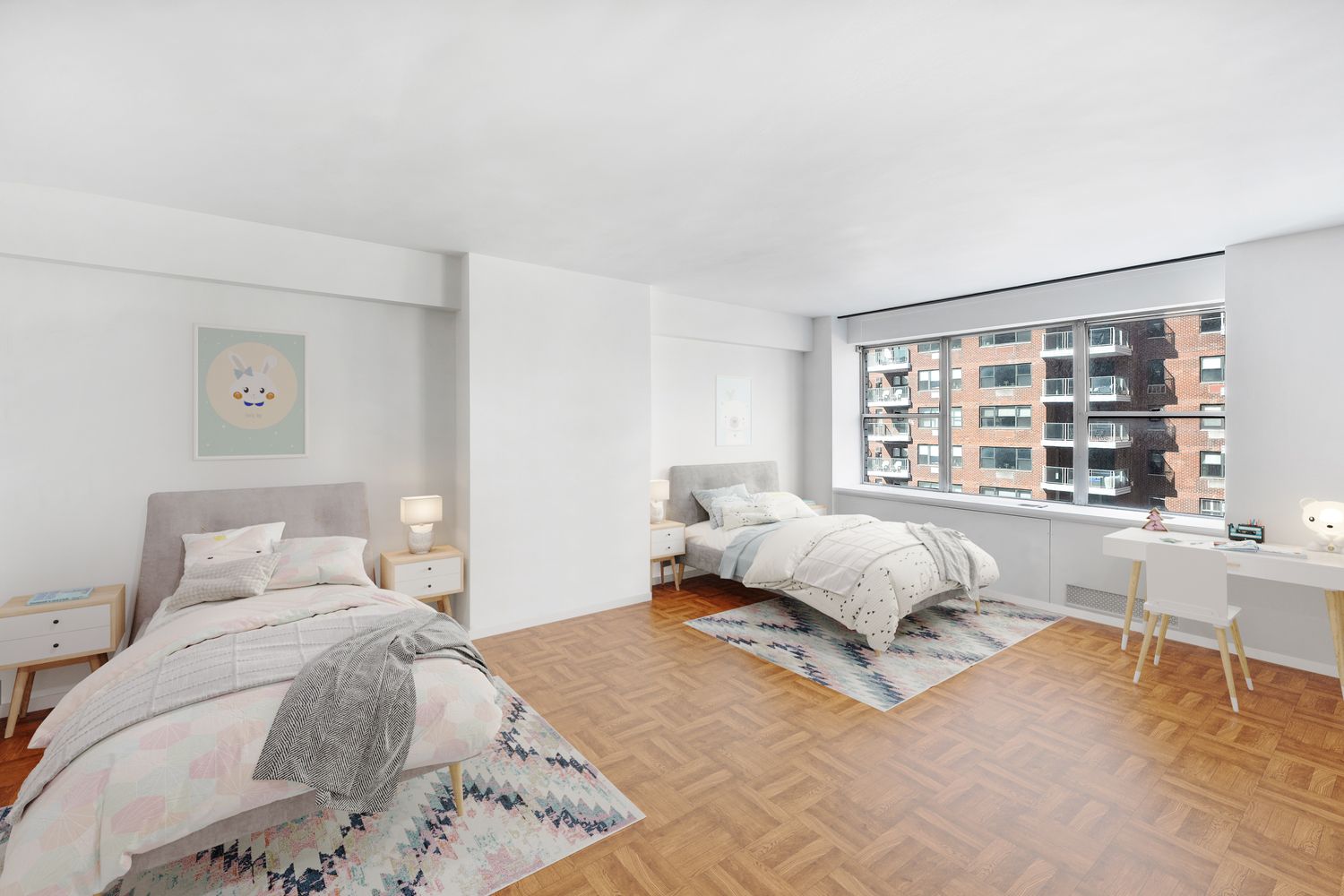 45 Sutton Place South, Unit 16B Manhattan, NY 10022 - Photo 10 of 19 a bedroom with a bed and a large window