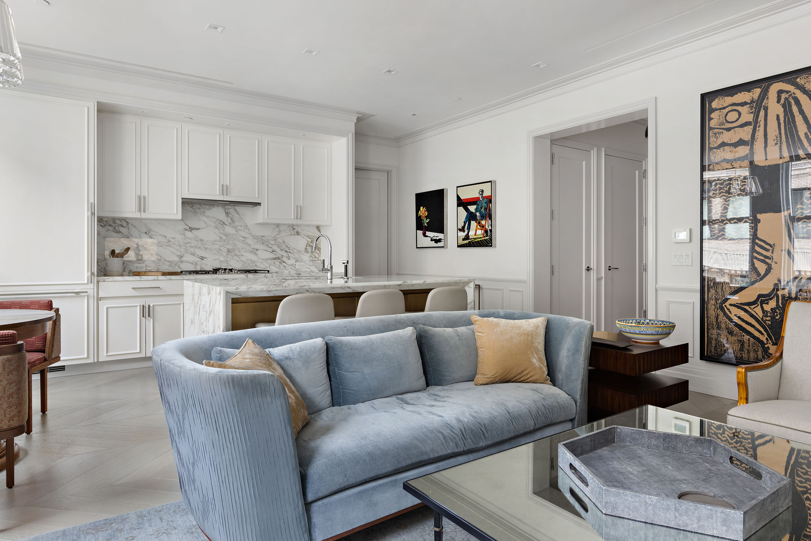 108 Leonard Street, Unit 9B Manhattan, NY 10013 - Photo 7 of 13 a living room with furniture kitchen and a window