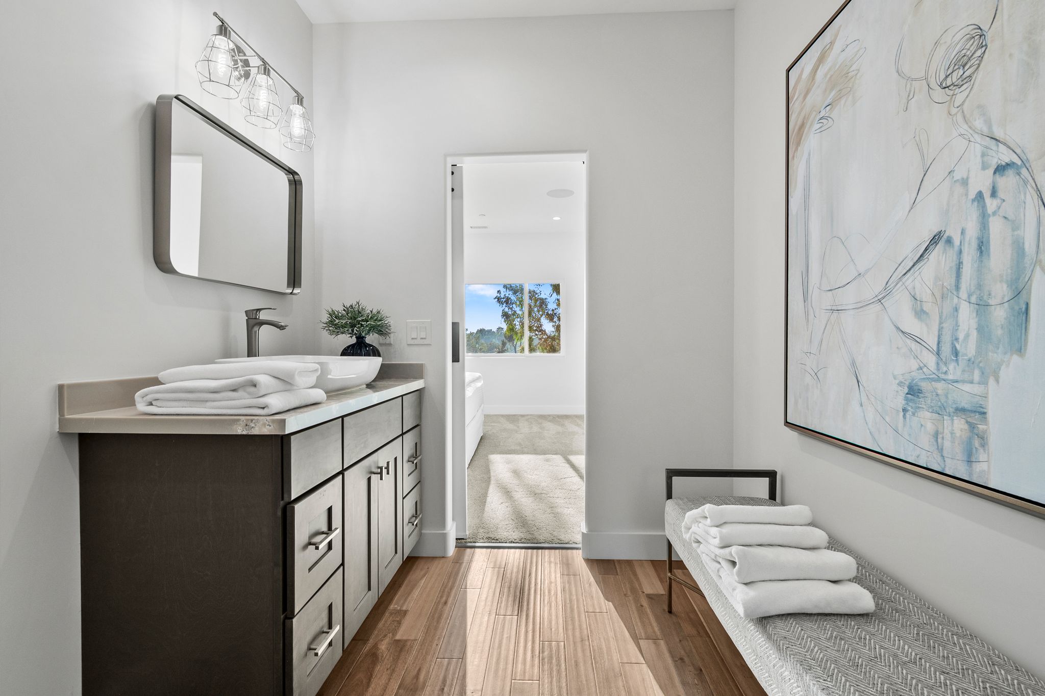 Dove Hollow Road Encinitas, CA 92024 - Photo 14 of 16 a spacious bathroom with a sink double vanity and a mirror