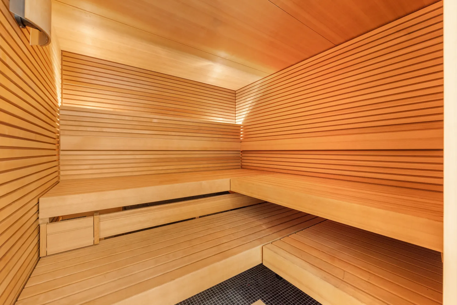 a picture of a bench in a white building