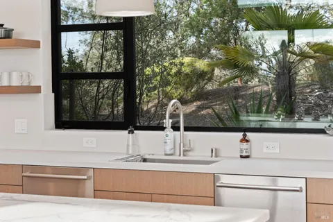 a sink with a window