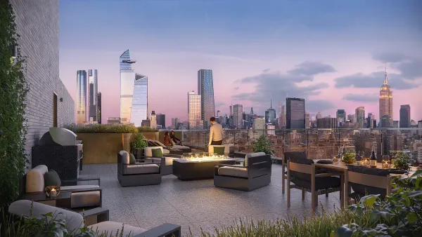 a view of a terrace with furniture