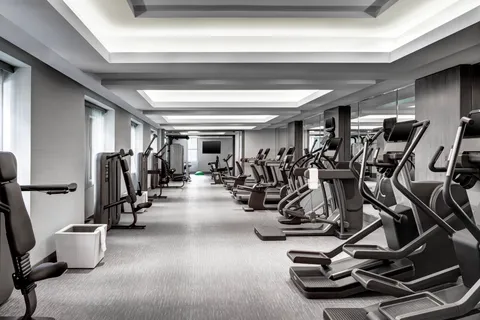 a view of a room with gym equipment