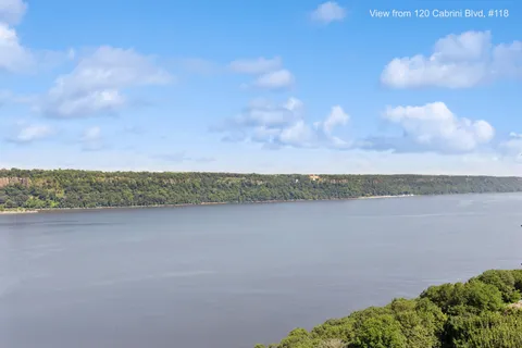 a view of a lake and mountain in the back