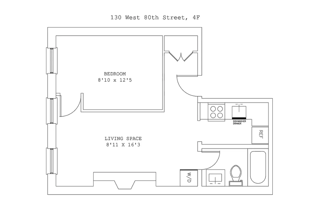 130 West 80th Street, Unit 4F Manhattan, NY 10024 - Photo 7 of 7 a picture of a wall with a white wall