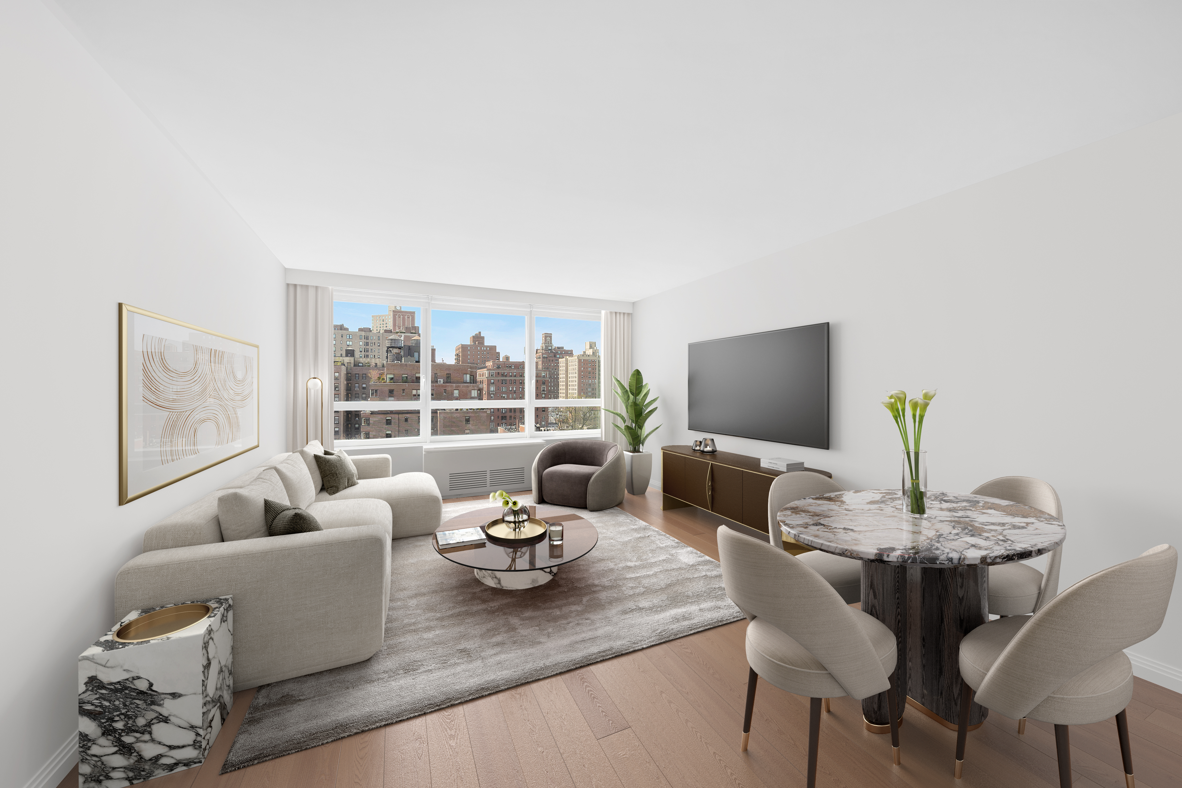 a living room with furniture and a flat screen tv