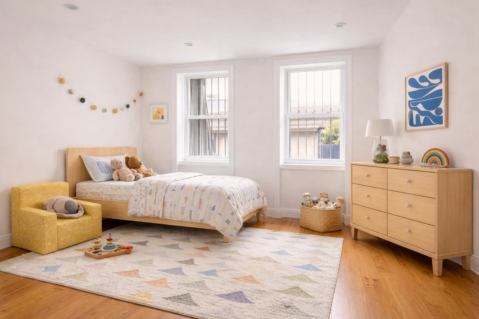 389 Classon Avenue Brooklyn, NY 11238 - Photo 13 of 15 a bedroom with a bed and wooden floor