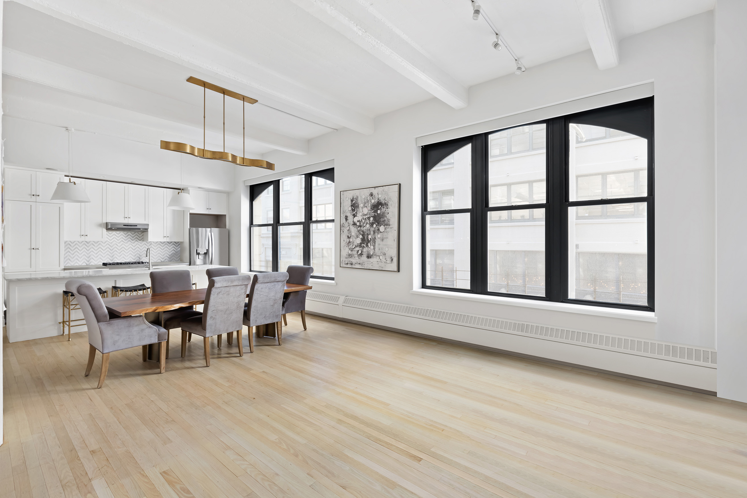 30 Main Street, Unit 3C Brooklyn, NY 11201 - Photo 5 of 18 a view of a dining room with furniture window and wooden floor
