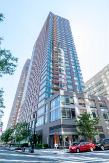 a front view of a multi story building