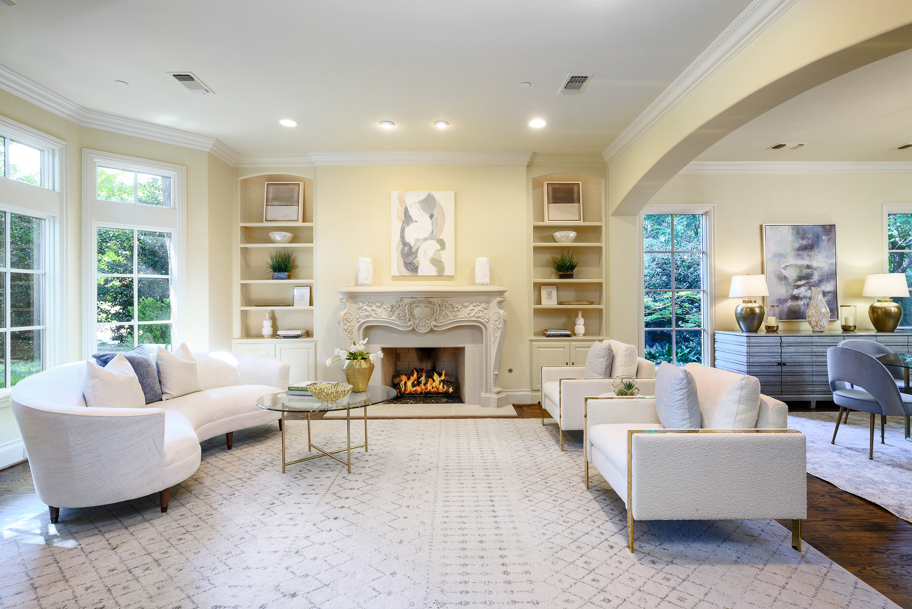 11503 West Ricks Circle Dallas, TX 75230 - Photo 5 of 39 a living room with furniture and a fireplace