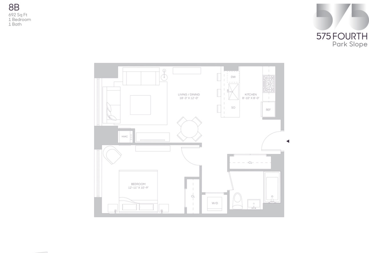 575 4th Avenue, Unit 8B Brooklyn, NY 11215 - Photo 18 of 18 a picture of a room with a floor plan
