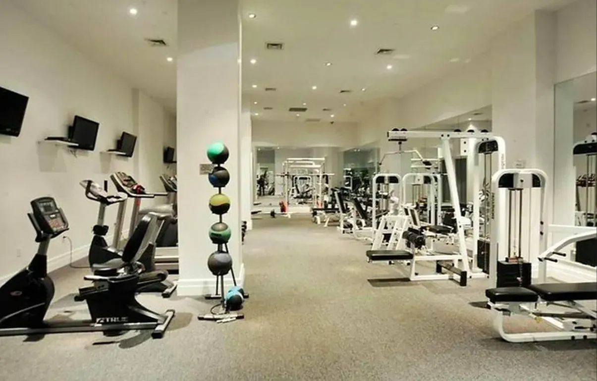a view of a room with gym equipment
