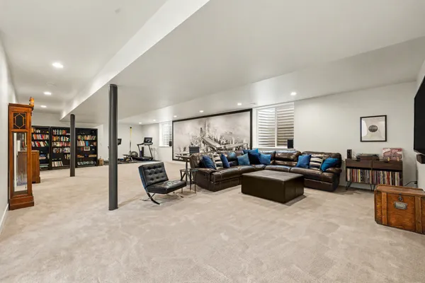 a living room with furniture and a couch