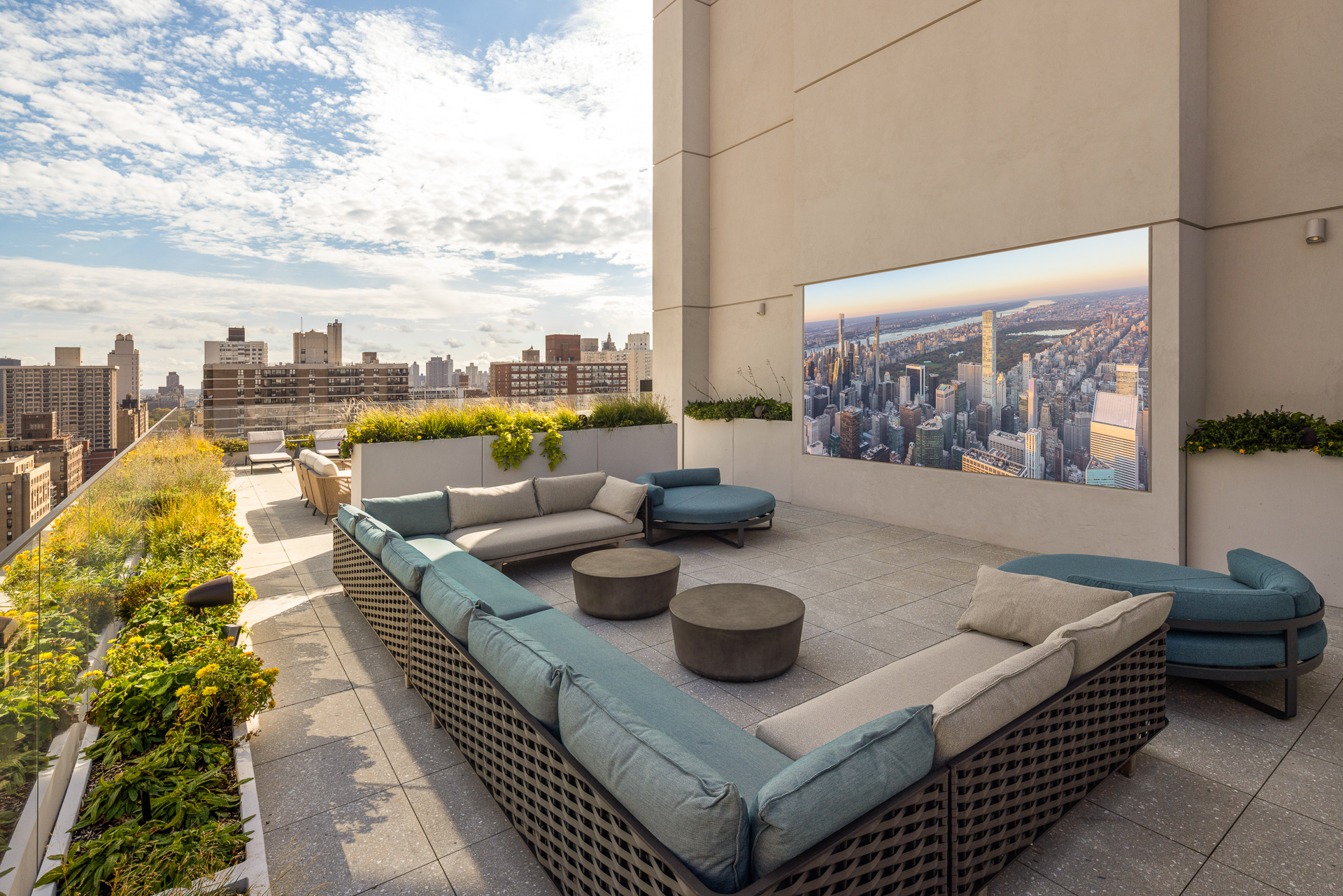 250 West 96th Street, Unit 10C Manhattan, NY 10025 - Photo 17 of 25 a view of a roof deck with couches and potted plants